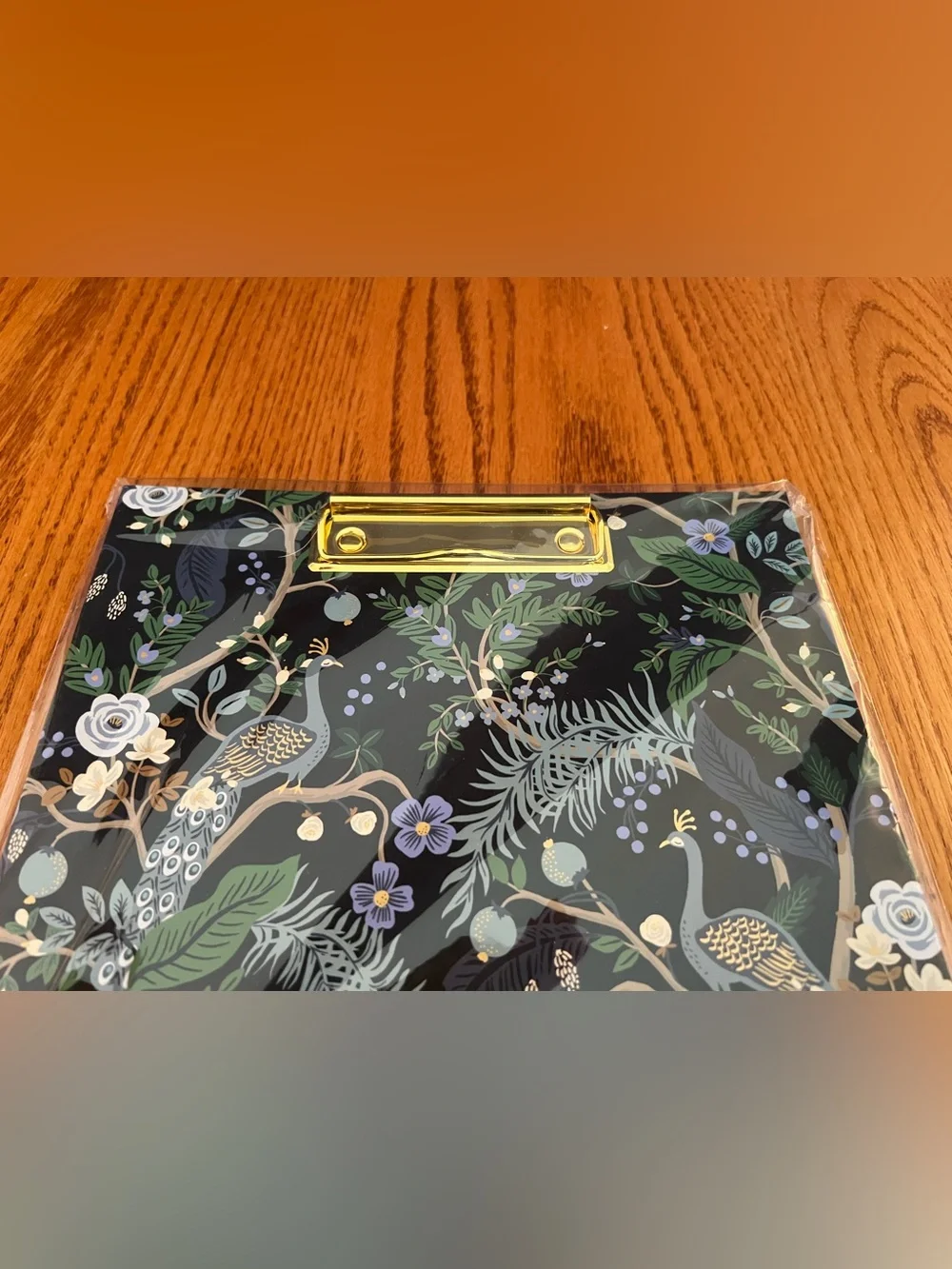 Rifle Paper Co. Cream & Black Peacock Legal Clipfolio